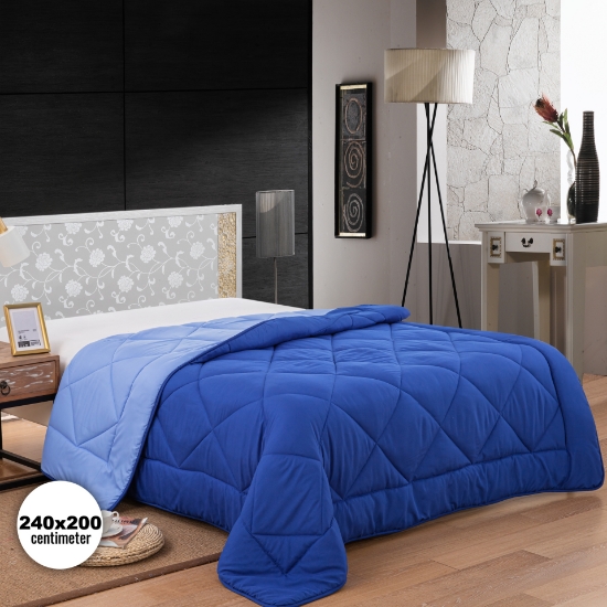 Image de Herzberg HG-2420BCO: Couette En Microfibre Bicolore - 240x200cm Bleu