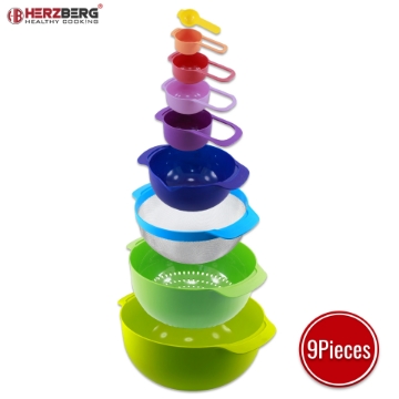 Show details for Herzberg 9 in 1 Bowl and Measuring Cups Set Picture of Herzberg 9 in 1 Bowl and Measuring Cups Set