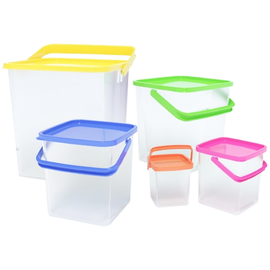 Image de Herzberg Ensemble de contenants cubiques pour aliments 5 en 1 avec poignée