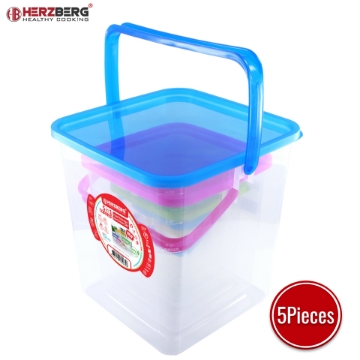 Show details for Herzberg 5-in-1 Corner Cubic Food Storage Container SET with Handle Picture of Herzberg 5-in-1 Corner Cubic Food Storage Container SET with Handle