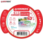 Image de Herzberg Ensemble de contenants cubiques pour aliments 5 en 1 avec poignée