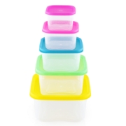 Image de Herzberg HG-SFS5N1: Ensemble de contenants carrés pour aliments 5 en 1