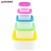 Image de Herzberg HG-SFS5N1: Ensemble de contenants carrés pour aliments 5 en 1