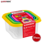 Image de Herzberg HG-SFS5N1: Ensemble de contenants carrés pour aliments 5 en 1