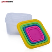 Image de Herzberg HG-SFS5N1: Ensemble de contenants carrés pour aliments 5 en 1
