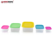 Image de Herzberg HG-SFS5N1: Ensemble de contenants carrés pour aliments 5 en 1