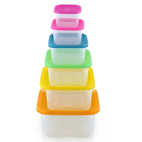Image de Herzberg Ensemble de contenants carrés 6 en 1 pour aliments