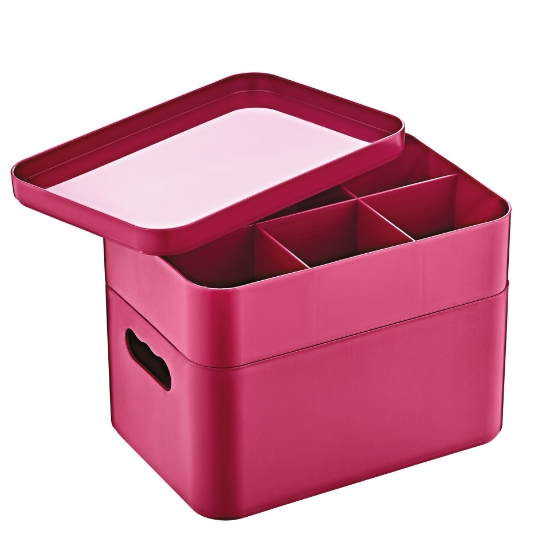 Image de Herzberg HG-OKY676: Boîte de rangement polyvalente à 2 couches Rose