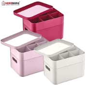 Image de Herzberg HG-OKY676: Boîte de rangement polyvalente à 2 couches Mauve