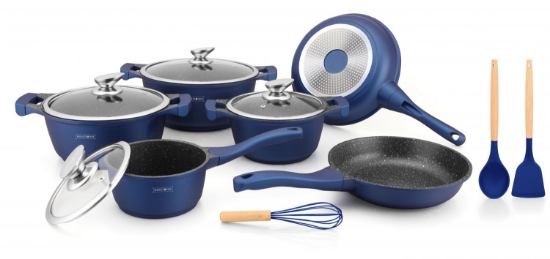 Image de Royalty Line RL-BS1010M: Batterie de Cuisine à Revêtement en Céramique de 13 Pièces Bleu