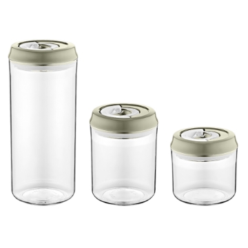 Show details for Herzberg Vacuum Storage Jar Set Gray Picture of Herzberg Vacuum Storage Jar Set Gray