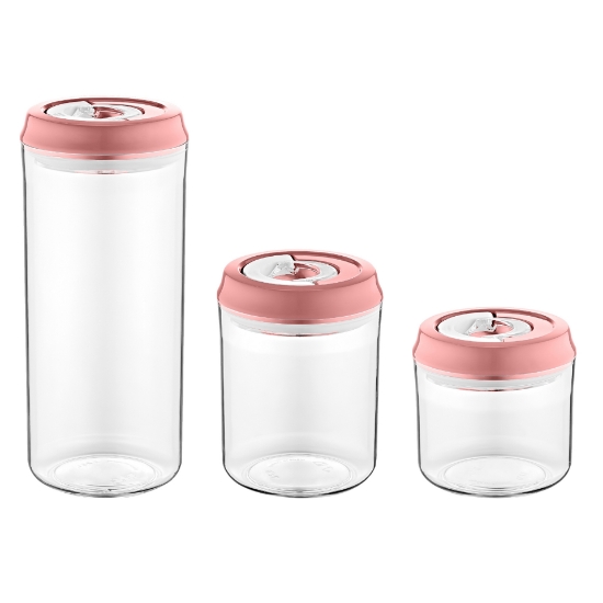 Image de HerzbergEnsemble de pots de stockage sous vide Rose