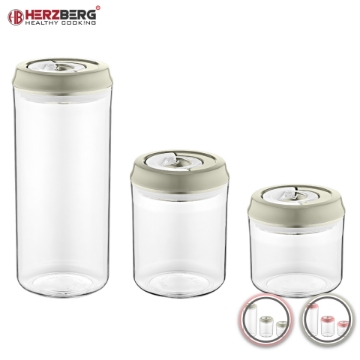 Show details for Herzberg Vacuum Storage Jar Set Pink Picture of Herzberg Vacuum Storage Jar Set Pink