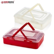 Image de Herzberg HG-L719: Boîte de transport de pâtisseries à emporter à un étage Rouge