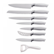 Image de Royalty Line RL-WHT7-W: Ensemble de couteaux à revêtement antiadhésif 7 pièces avec éplucheur - Blanc