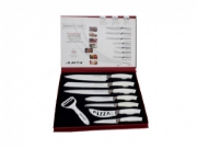 Image de Royalty Line RL-WHT7-W: Ensemble de couteaux à revêtement antiadhésif 7 pièces avec éplucheur - Blanc