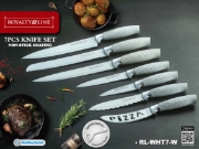 Image de Royalty Line RL-WHT7-W: Ensemble de couteaux à revêtement antiadhésif 7 pièces avec éplucheur - Blanc