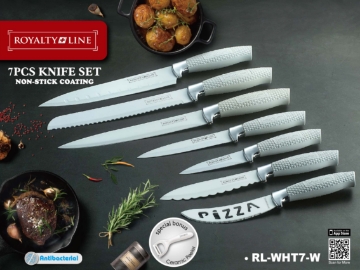 Show details for Royalty Line RL-WHT7-W: 7 Pieces of Non-Stick Coating Knives Set w/ Peeler-White Picture of Royalty Line RL-WHT7-W: 7 Pieces of Non-Stick Coating Knives Set w/ Peeler-White