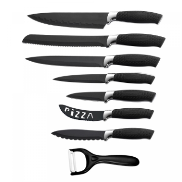 Show details for Royalty Line RL-BLK7-W: 7 Pieces Non-Stick Coating Knives Set w/ Peeler-Black Picture of Royalty Line RL-BLK7-W: 7 Pieces Non-Stick Coating Knives Set w/ Peeler-Black