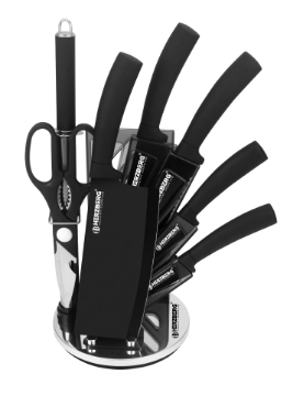 Show details for Herzberg 8 Pieces Knife Set with Acrylic Stand-Black Picture of Herzberg 8 Pieces Knife Set with Acrylic Stand-Black