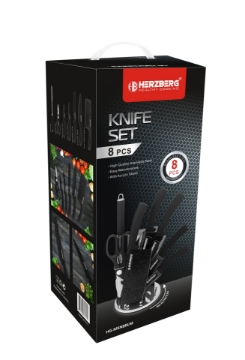 Show details for Herzberg 8 Pieces Knife Set with Acrylic Stand-Black Picture of Herzberg 8 Pieces Knife Set with Acrylic Stand-Black