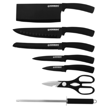 Show details for Herzberg 8 Pieces Knife Set with Acrylic Stand-Black Picture of Herzberg 8 Pieces Knife Set with Acrylic Stand-Black