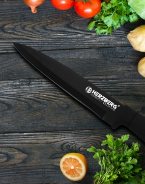 Show details for Herzberg 8 Pieces Knife Set with Acrylic Stand-Black Picture of Herzberg 8 Pieces Knife Set with Acrylic Stand-Black