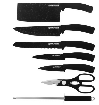 Show details for Herzberg 8 Pieces Knife Set with Acrylic Stand - Black Marble Picture of Herzberg 8 Pieces Knife Set with Acrylic Stand - Black Marble