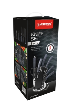 Show details for Herzberg 8 Pieces Knife Set with Acrylic Stand - Carbon Picture of Herzberg 8 Pieces Knife Set with Acrylic Stand - Carbon
