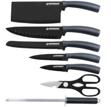 Show details for Herzberg 8 Pieces Knife Set with Acrylic Stand - Carbon Picture of Herzberg 8 Pieces Knife Set with Acrylic Stand - Carbon