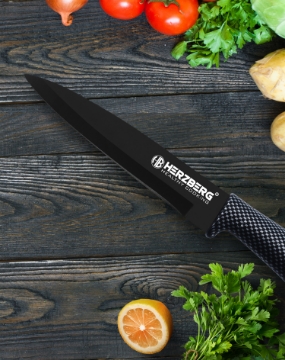 Show details for Herzberg 8 Pieces Knife Set with Acrylic Stand - Carbon Picture of Herzberg 8 Pieces Knife Set with Acrylic Stand - Carbon