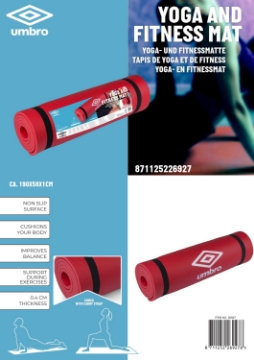 Show details for Umbro Red Fitness and Yoga Mat 190x58x1cm Picture of Umbro Red Fitness and Yoga Mat 190x58x1cm