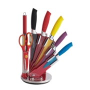 Image de Royalty Line Set de couteaux en céramique arc-en-ciel 8 pièces avec support rotatif