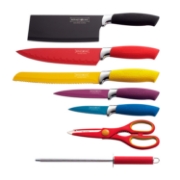 Image de Royalty Line Set de couteaux en céramique arc-en-ciel 8 pièces avec support rotatif