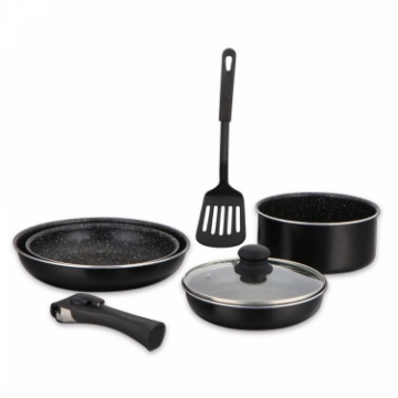 Show details for Herzberg HG-8090-7BK: 7-Pieces Marble Coated Cookware Set Picture of Herzberg HG-8090-7BK: 7-Pieces Marble Coated Cookware Set