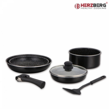 Show details for Herzberg HG-8090-7BK: 7-Pieces Marble Coated Cookware Set Picture of Herzberg HG-8090-7BK: 7-Pieces Marble Coated Cookware Set