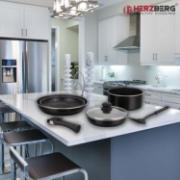 Image de Herzberg HG-8090-7BK : Batterie de cuisine 7 pièces à revêtement en marbre