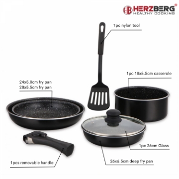 Show details for Herzberg HG-8090-7BK: 7-Pieces Marble Coated Cookware Set Picture of Herzberg HG-8090-7BK: 7-Pieces Marble Coated Cookware Set