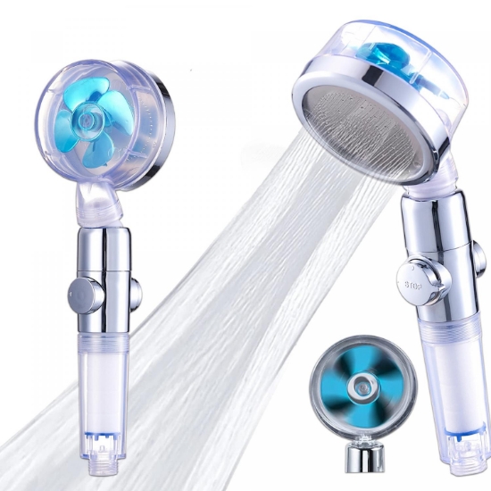 Image de Herzberg Turbo Charger Pomme de douche Bleu