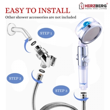 Show details for Herzberg Turbo Charger Showerhead Blue Picture of Herzberg Turbo Charger Showerhead Blue