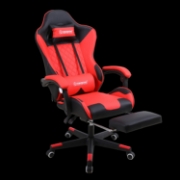 Image de Herzberg Chaise de jeu et de bureau avec repose-pieds escamotable Rouge