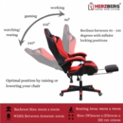 Image de Herzberg Chaise de jeu et de bureau avec repose-pieds escamotable Rouge