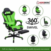 Image de Herzberg Chaise de jeu et de bureau avec repose-pieds escamotable Rouge