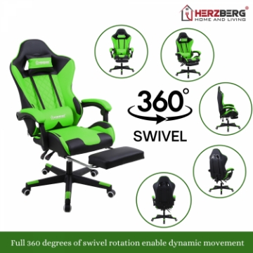 Show details for Herzberg Gaming and Office Chair with Retractable Footrest Red Picture of Herzberg Gaming and Office Chair with Retractable Footrest Red