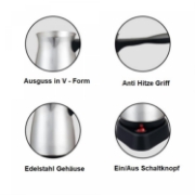 Image de Cheffinger CF-ECMO.6: Cafetière Expresso Turque En Acier Inoxydable Électrique De 600ml