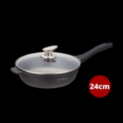 Image de Royalty Line RL-BDF24-M: Poêle à frire de 24 cm à revêtement en marbre avec couvercle en verre
