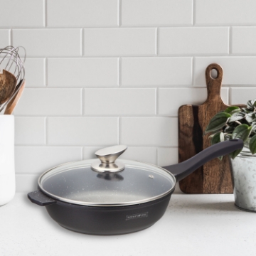 Show details for Royalty Line RL-BDF24-M: 24cm Marble Coated Cooking Pan w/ Glass Lid Picture of Royalty Line RL-BDF24-M: 24cm Marble Coated Cooking Pan w/ Glass Lid