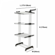 Image de Herzberg HG-8034BW: Porte-vêtements mobile - plastique noir avec tubes blancs