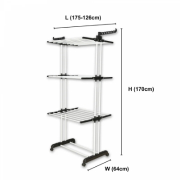Show details for Herzberg HG-8034BW: Moving Clothes Rack - Black Plastic with White Tubes Picture of Herzberg HG-8034BW: Moving Clothes Rack - Black Plastic with White Tubes