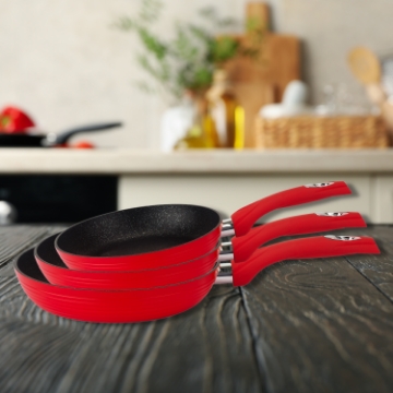 Show details for Royalty Line RL-FM3F: Marble Coating Forged Aluminum 3 Pieces Fry Pan Set Red Picture of Royalty Line RL-FM3F: Marble Coating Forged Aluminum 3 Pieces Fry Pan Set Red